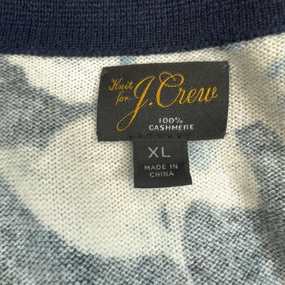 J Crew Sweater Mens Extra Large Cashmere Floral Johnny Collar Short Sleeve - Picture 2 of 10